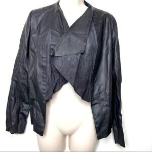 Zara Faux Leather Draped Open Jacket sz XS